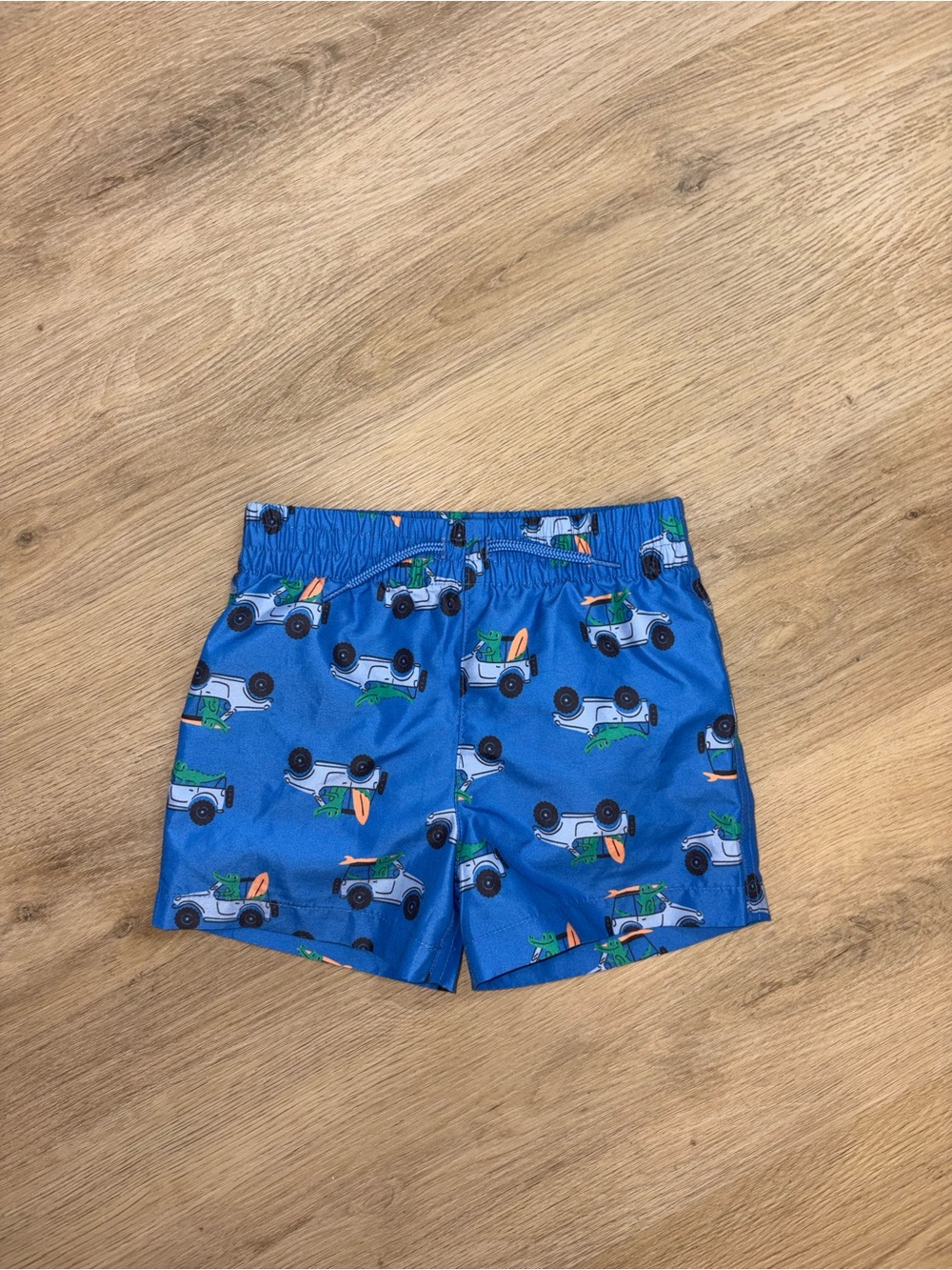 Joe Fresh Bright Blue Swim Trunks with Surf Truck Print